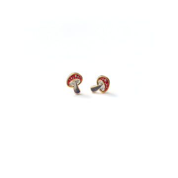 Amanita enamel mushroom earring studs in red.