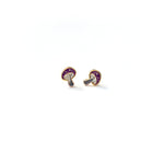 Amanita enamel mushroom earring studs seconds in violet.