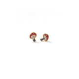 Amanita enamel mushroom earring studs seconds in red.
