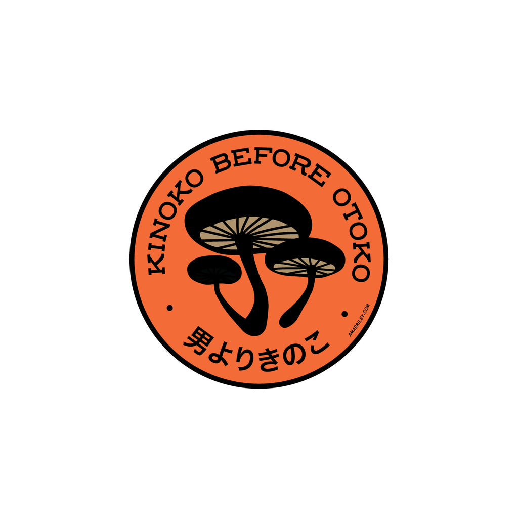 Foods Before Dudes, Kinoko Before Otoko vinyl sticker.