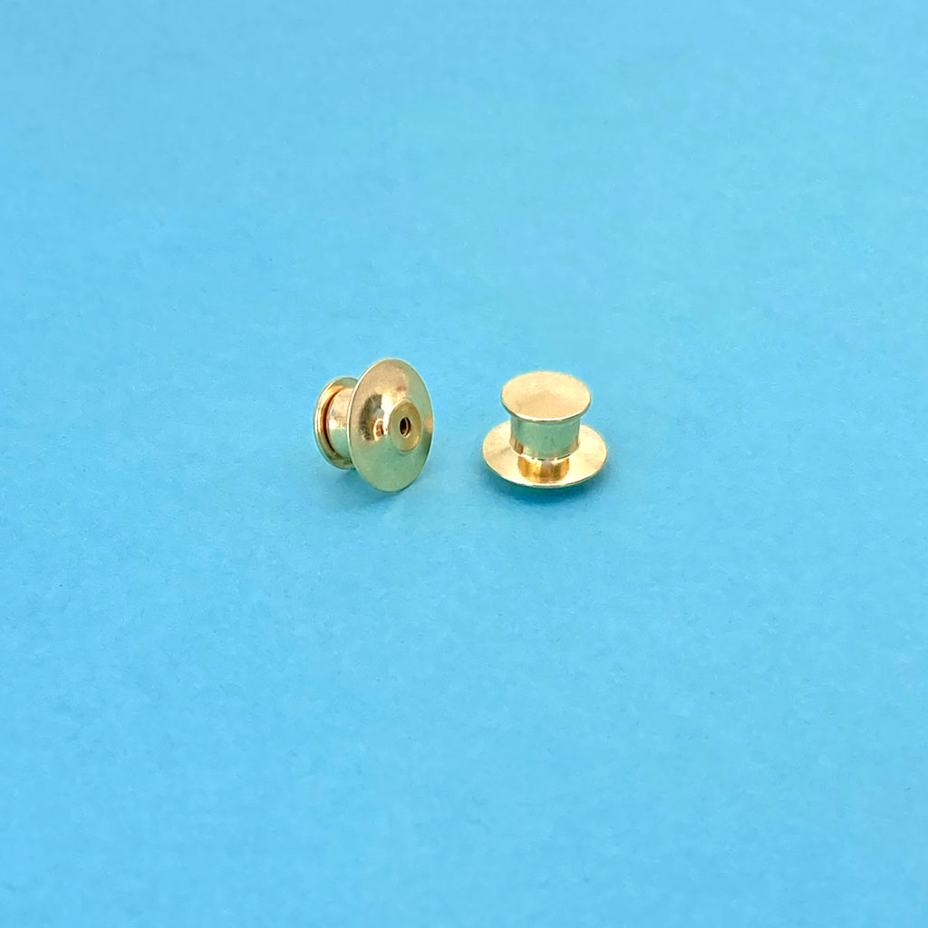 Locking pin back set of 2 in gold finish.